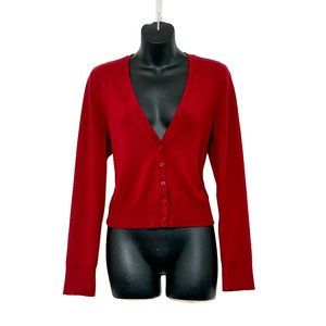 Torrid Plus Size Womens Long Sleeve Red Button Up Crop Cardigan V-Neck Size 0